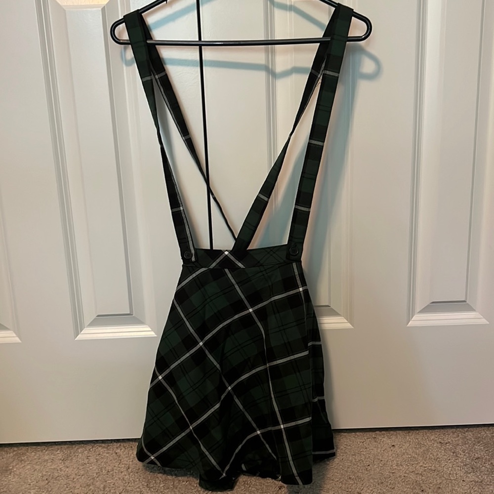 Suspender Dark Green Plaid Skirt Hot Topic
